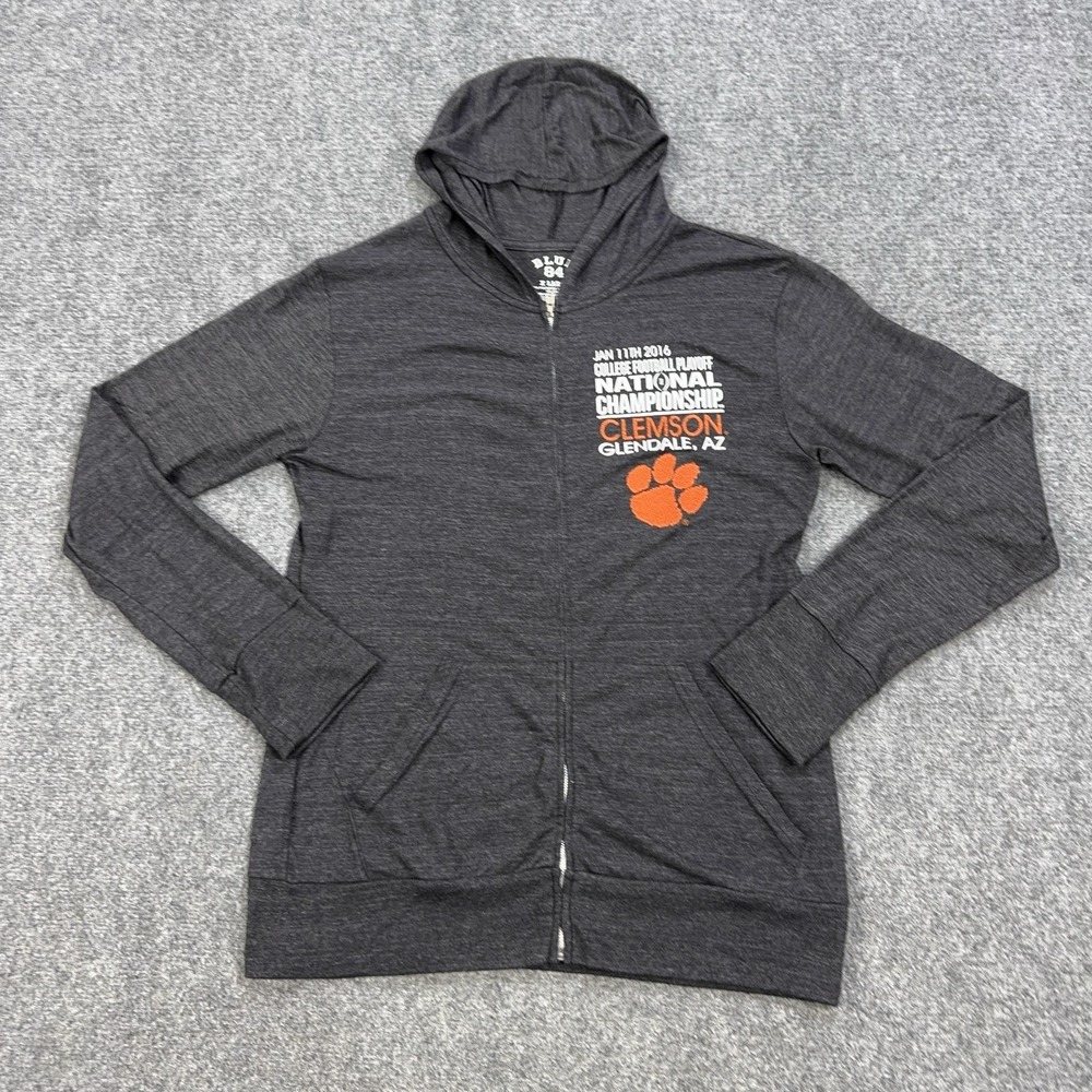 Clemson Tigers Sweatshirt Womens XL Gray NCAA Football Blue 84 Full Zip Hoodie